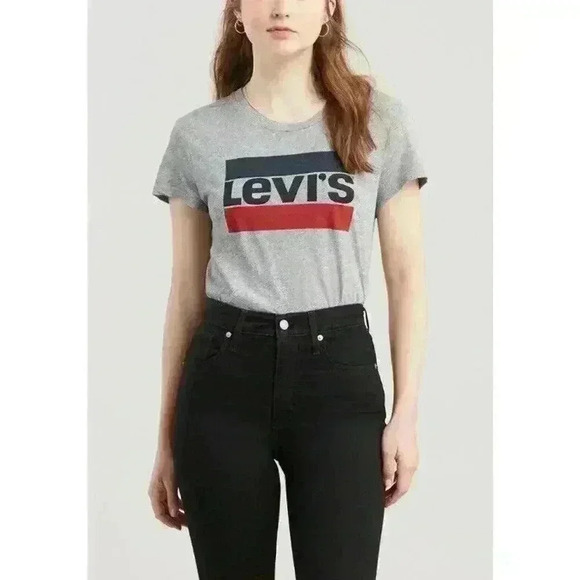 Levi's Women's Patriot Logo Tee T-Shirt Crew‎ Neck Gray 100% Cotton Size 3X - Picture 1 of 8